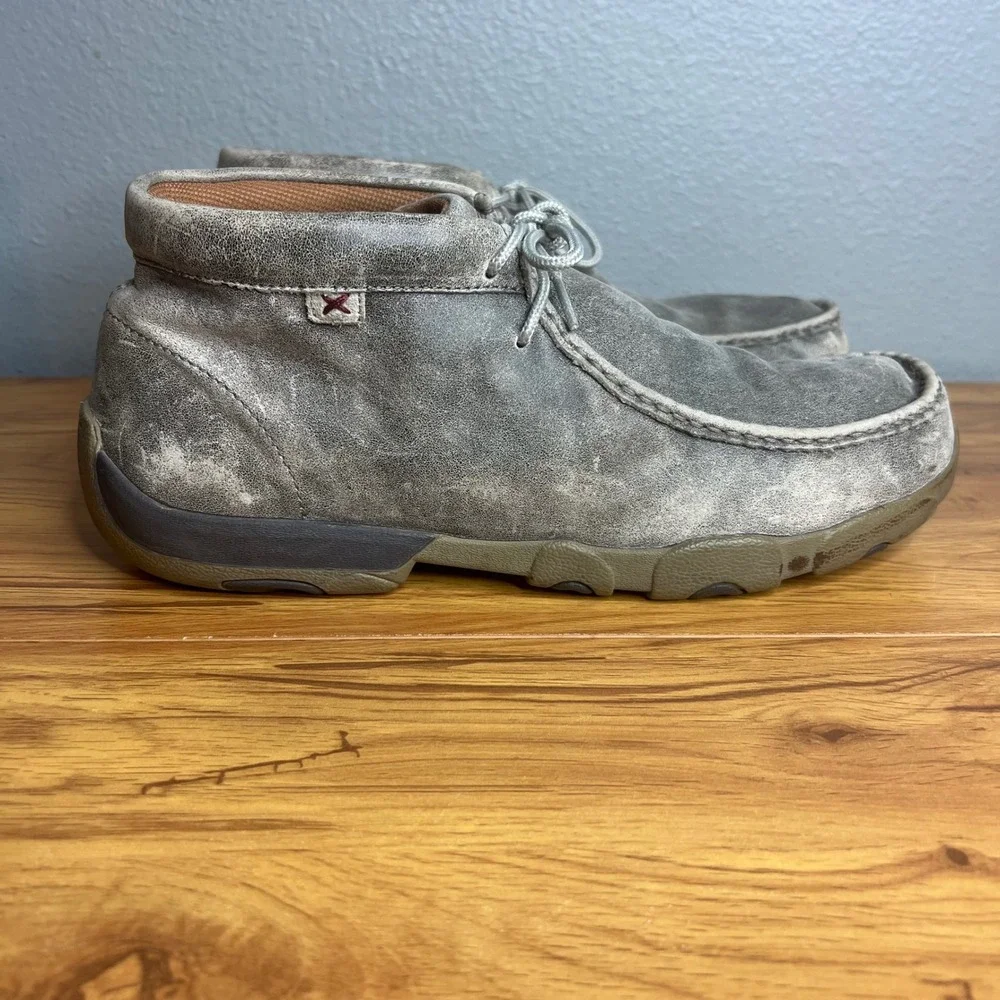 Twisted X Chukka Driving Mocs Mens 13 Gray MDM0072 Leather Casual Distressed